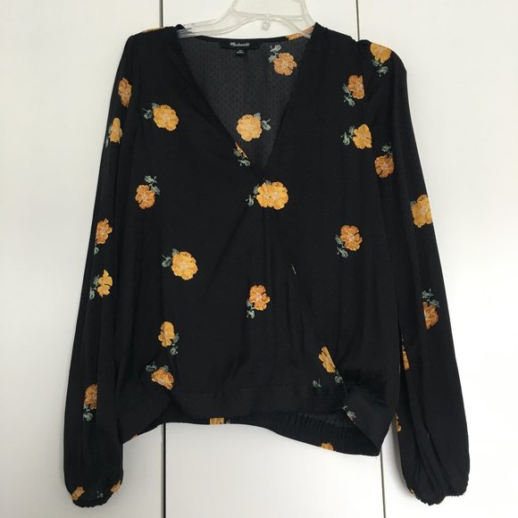 [NWT] Madewell Marigold Crepe de Chine Wrap Top - Picture 2 of 6